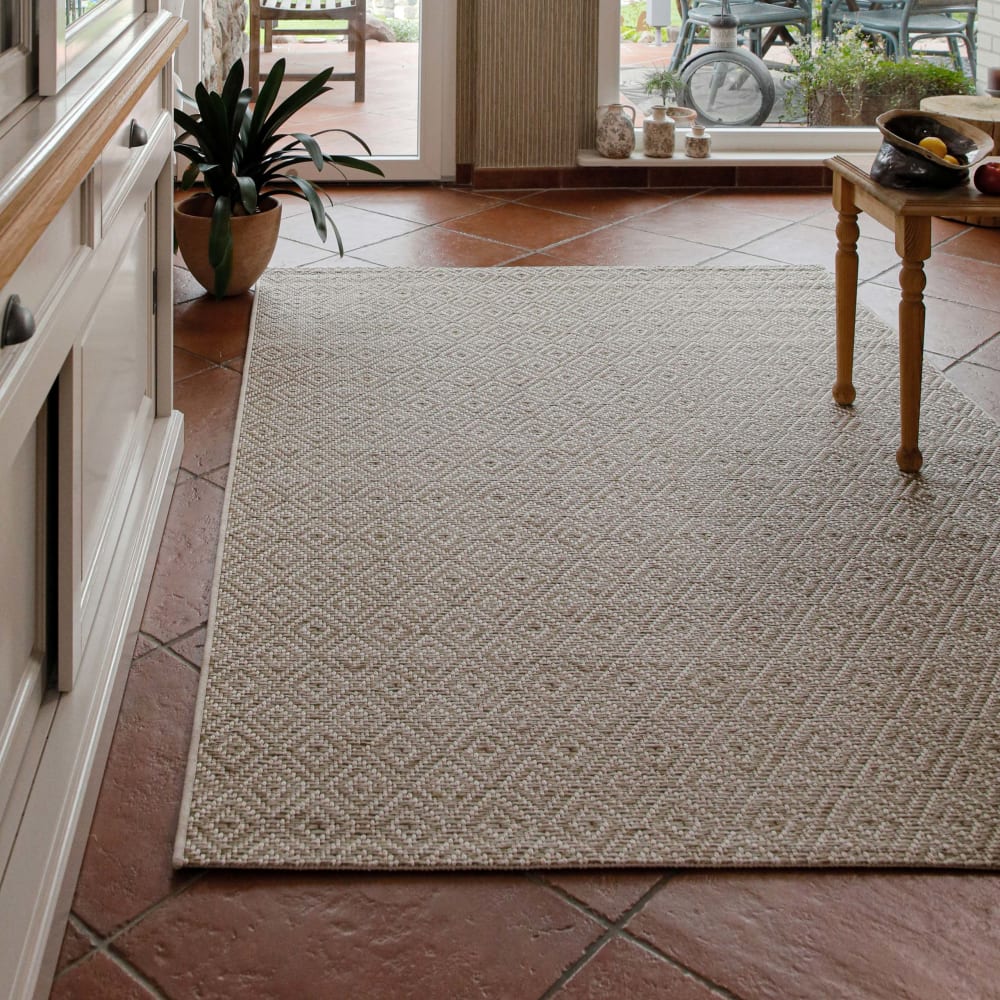 Tapis de salon motif losanges beige 160x230 — vue 3