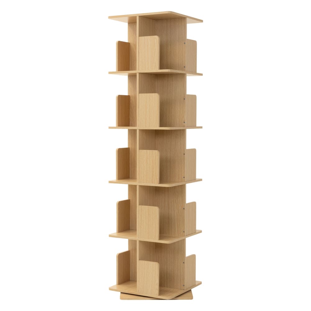 Étagère pivotante 360 degrés à 5 niveaux ouverte beige 40x155x40 cm Étagère pivotante 360 degrés à 5 niveaux ouverte beige 40x155x40 cm