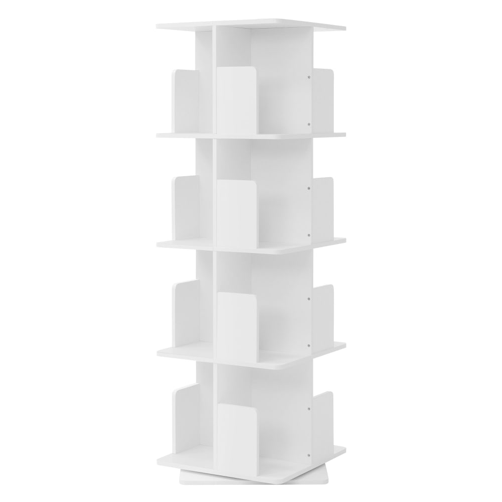 Étagère pivotante 360 degrés à 4 niveaux ouverte blanc 40x124,5x40 cm Étagère pivotante 360 degrés à 4 niveaux ouverte blanc 40x124,5x40 cm