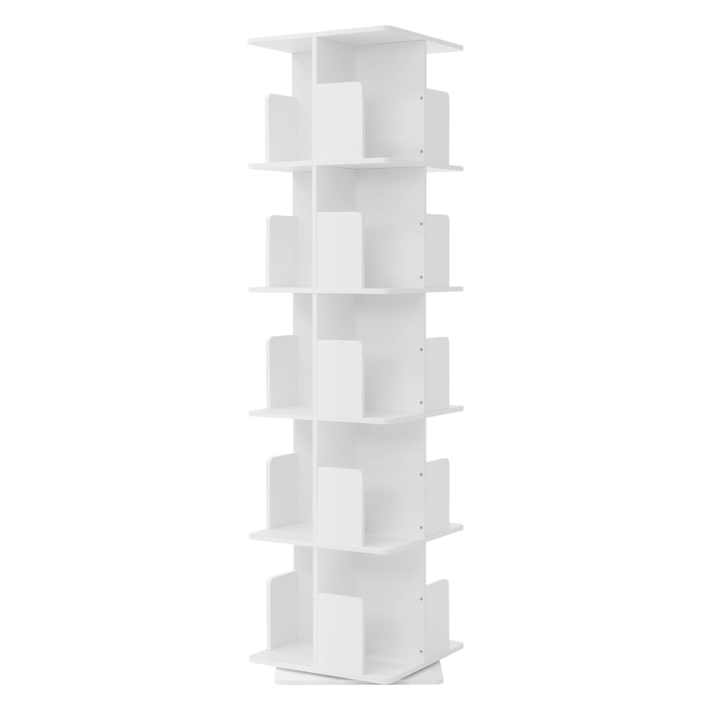 Étagère pivotante 360 degrés à 5 niveaux ouverte blanche 40x155x40 cm Étagère pivotante 360 degrés à 5 niveaux ouverte blanche 40x155x40 cm