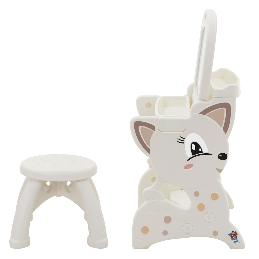 3in1 Spieltisch Weiß mit LCD-Tafel Kinderhocker und Zubehör -