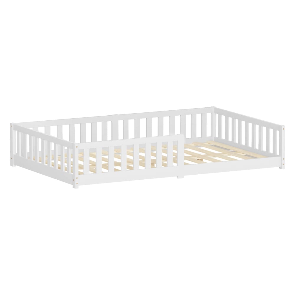 Lit enfant 120x200 cm en pin blanc avec matelas H 16 cm et antichute