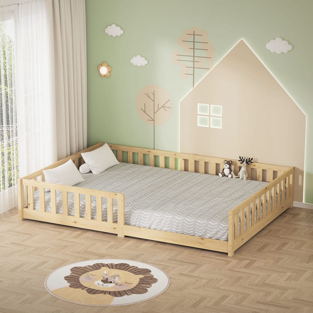 Kinderbett 140x200 cm Natur Kiefernholz mit