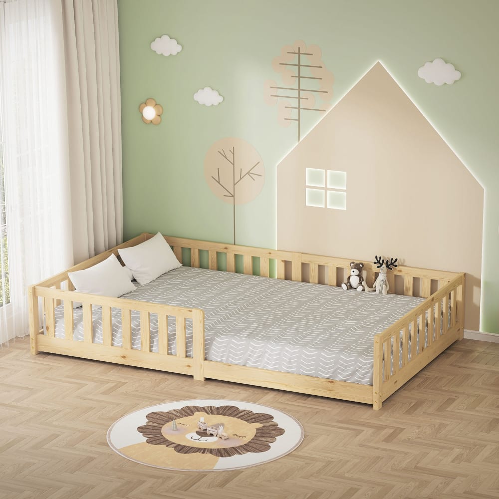 Kinderbett 120x200 cm Natur Kiefernholz mit