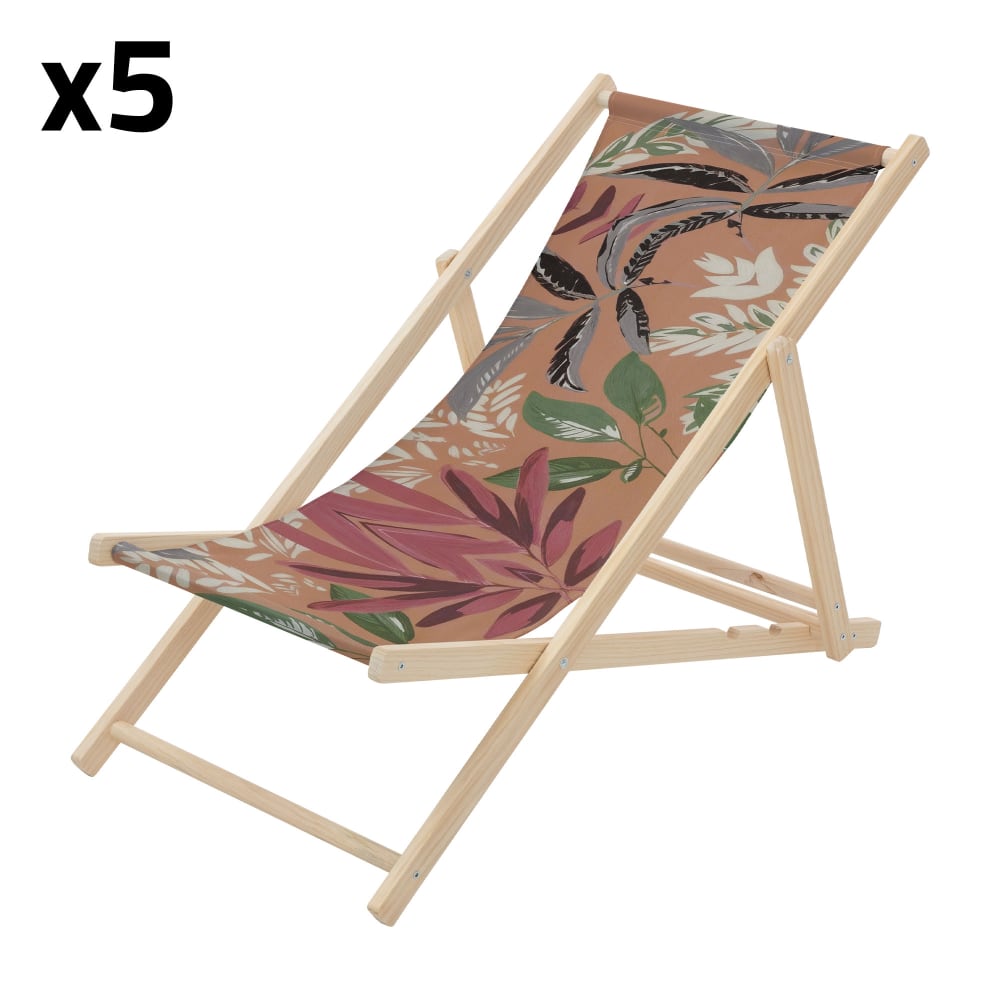 Lot 5 Chaises longues - motif floral