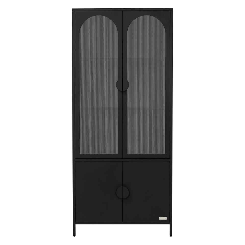 Vitrinenschrank 80x185x40 cm Schwarz aus Stahl mit 4 Türen -