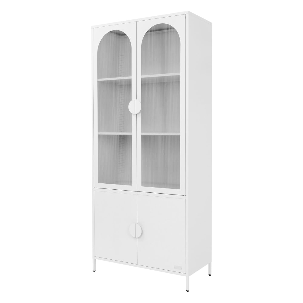 ML-Design Vitrinenschrank 80x185x40 cm Weiß aus Stahl mit 4 Türen Weiß Metall