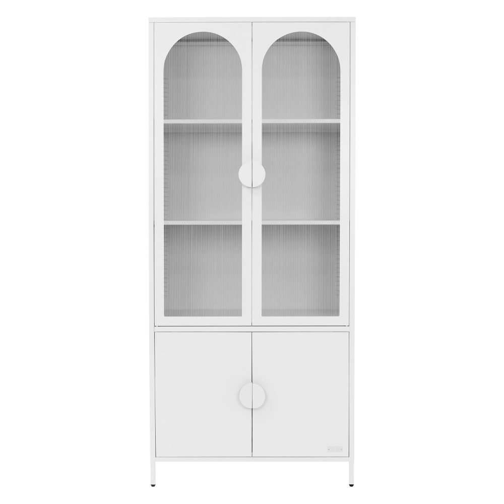 Vitrinenschrank 80x185x40 cm Weiß aus Stahl mit 4 Türen - Maisons