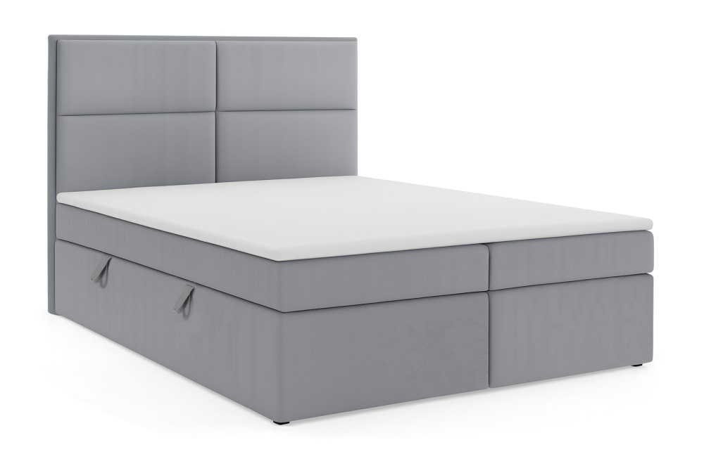 Lit continental avec matelas , argent, 140x200 cm