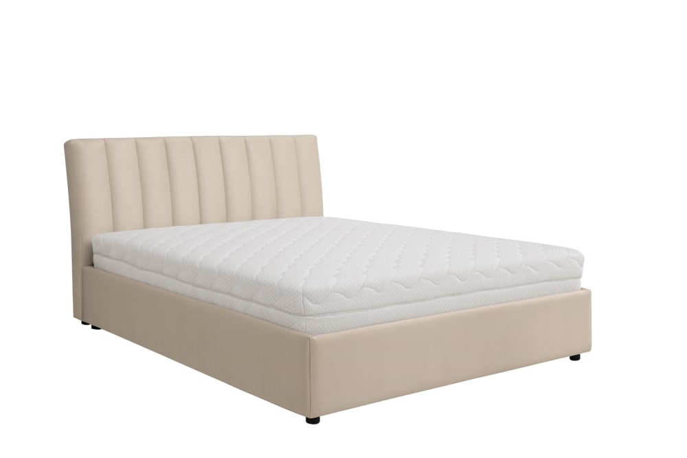 Lit rembourré avec matelas, beige, 180x200 cm