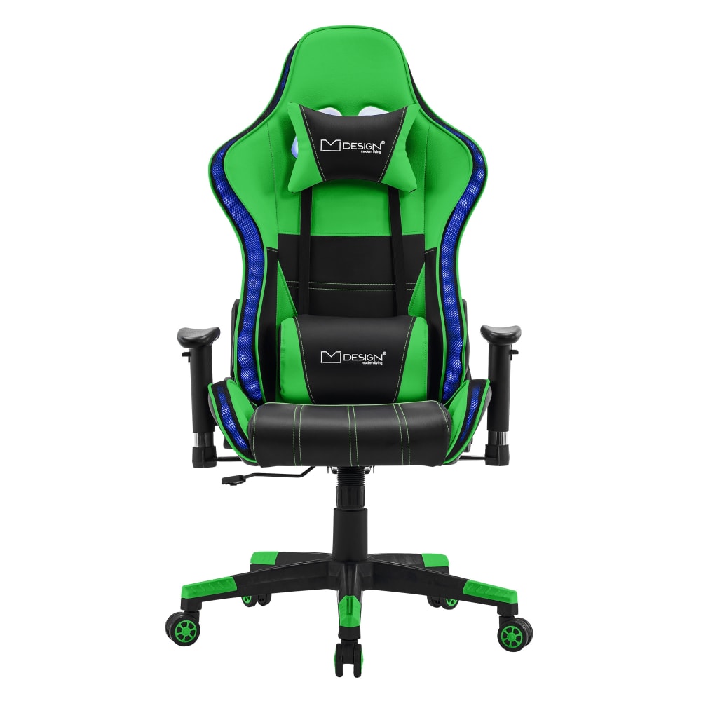 Gamingstuhl RGB Licht & Lautsprecher Grün aus Kunstleder