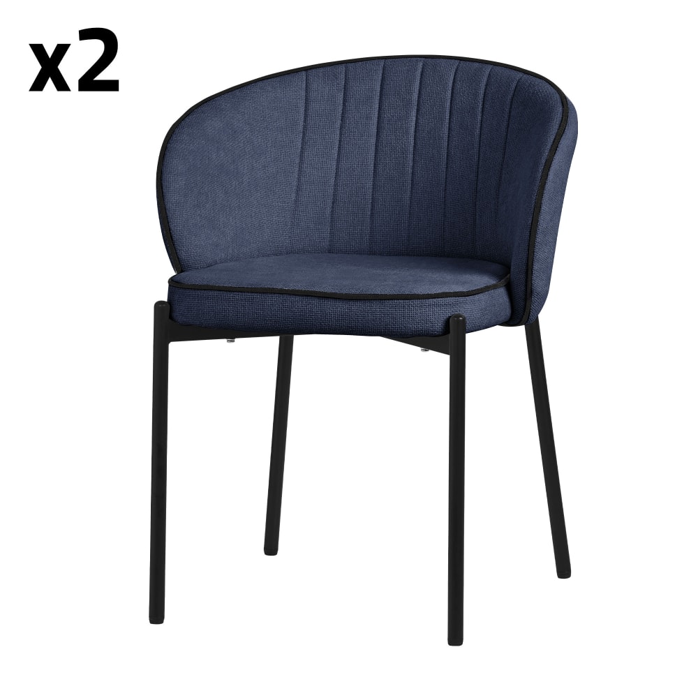 ML-Design Esszimmerstühle 2er Set Dunkelblau mit Stoffbezug und Metallbeinen - Pes - Polyester