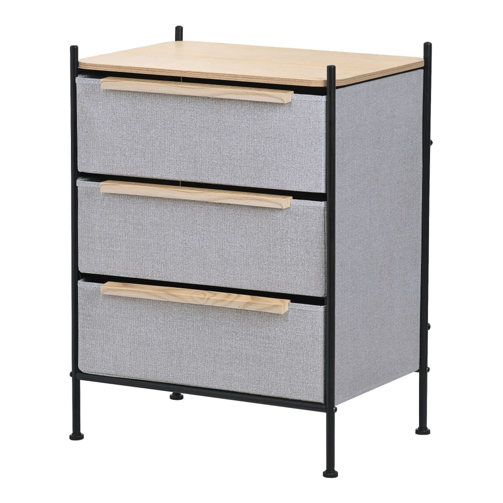 ML-Design Kommode mit 3 Schubladen aus Stoff 58x78x42,5 cm Grau MDF-Stahl Grau Spanplatte