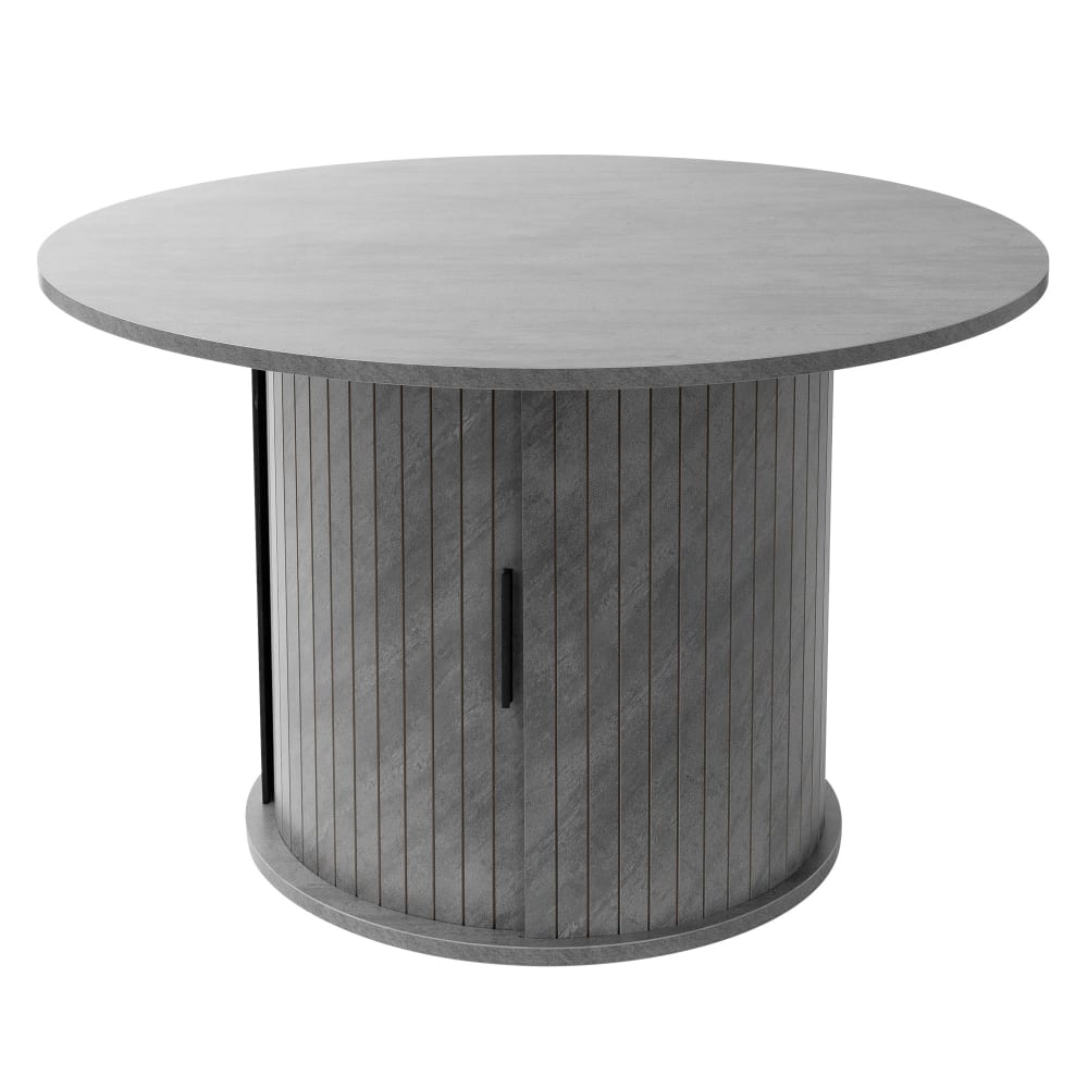 ML-Design Couchtisch mit Schiebetür und Stauraum rund Ø80x50 cm Beton-Optik Grau style modern Grau Holz