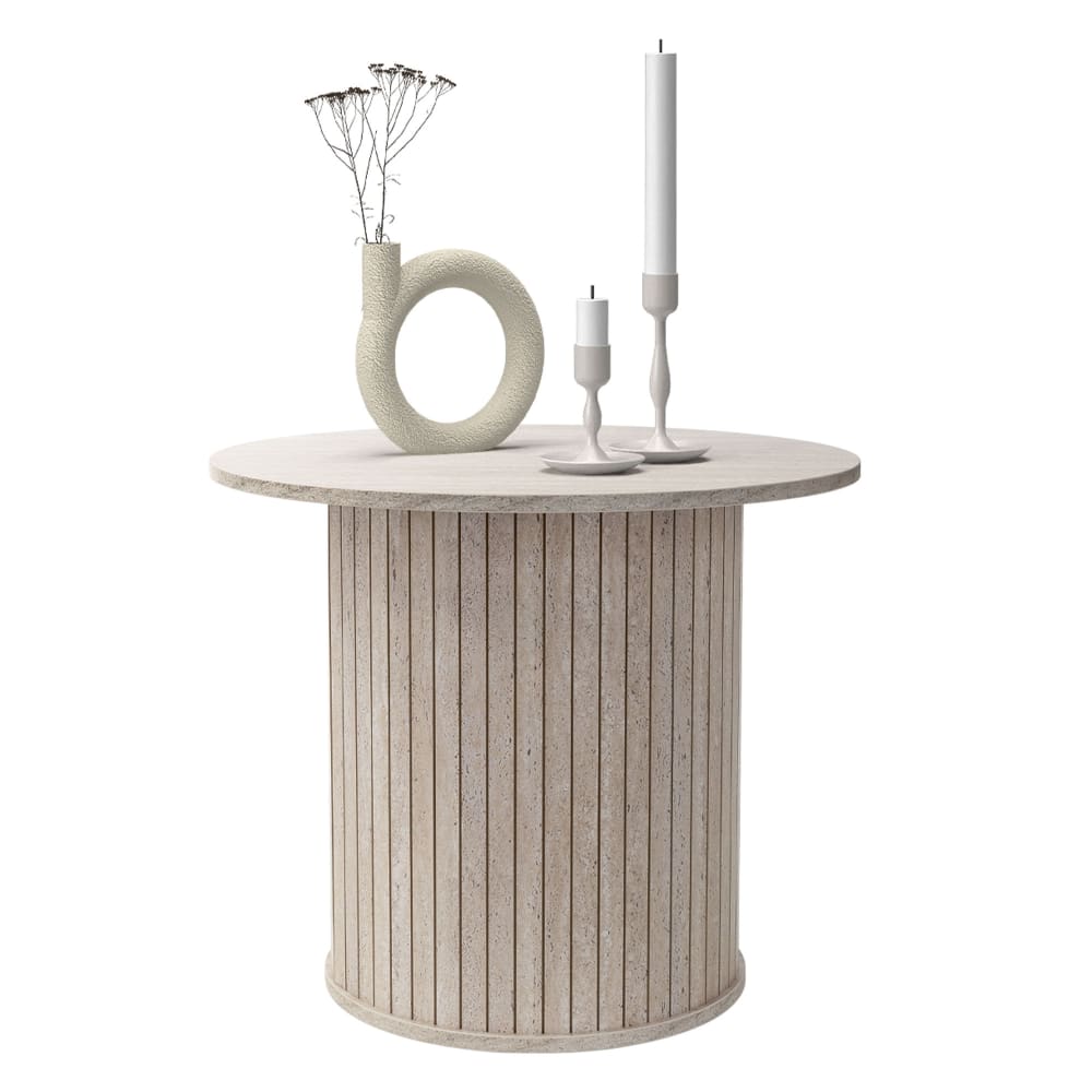 Couchtisch rund Ø60 x 50 cm Stein-Optik Beige - Maisons Du Monde