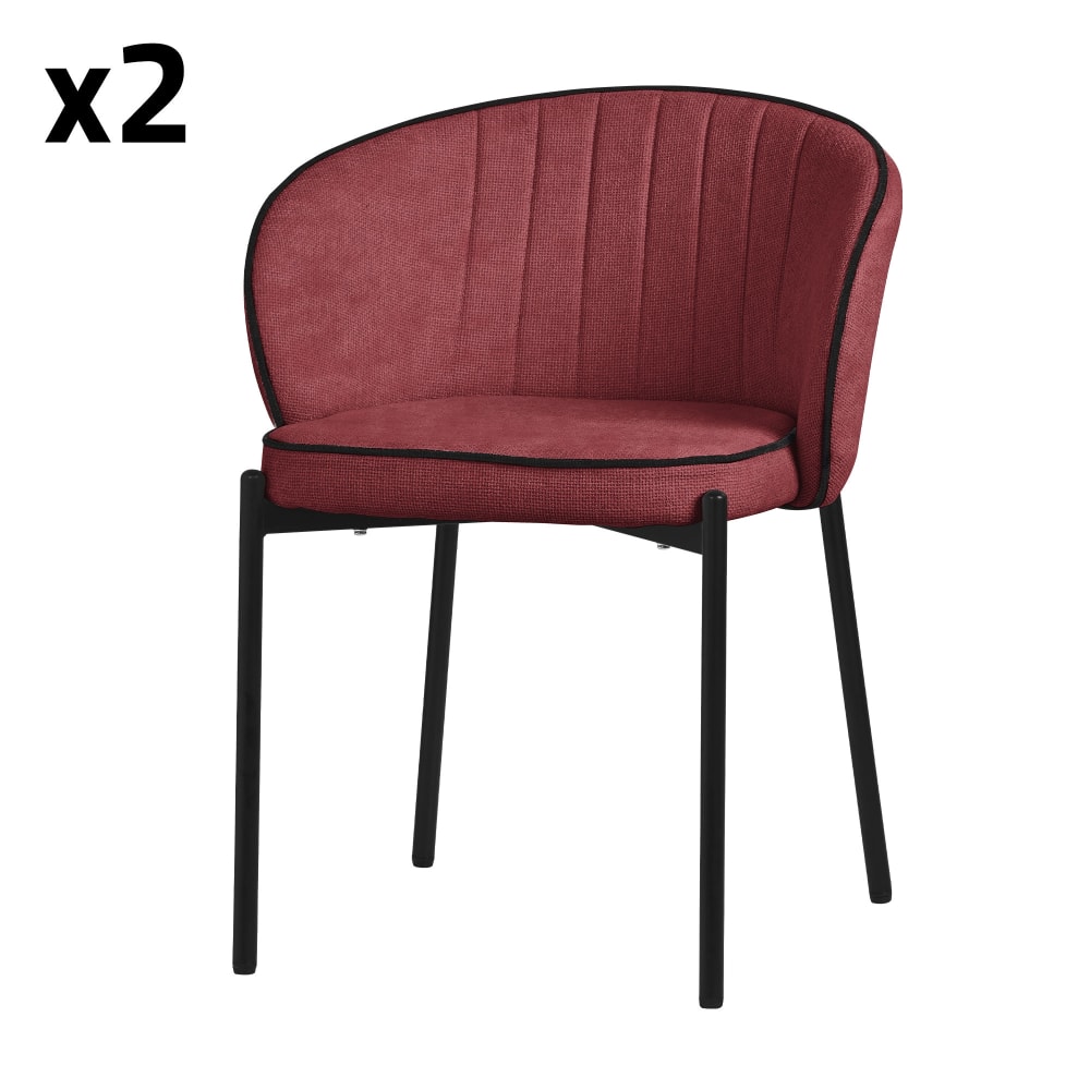 ML-Design Esszimmerstühle 2er Set Rot mit Stoffbezug und Metallbeinen Rot Pes - Polyester