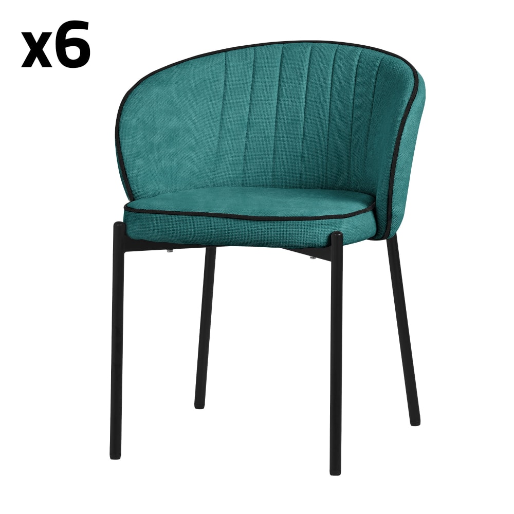 ML-Design Esszimmerstühle 6er Set Petrol mit Stoffbezug und Metallbeinen style modern Blau Pes - Polyester