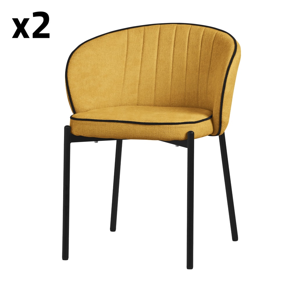ML-Design Esszimmerstühle 2er Set Senf mit Stoffbezug und Metallbeinen Gelb Pes - Polyester