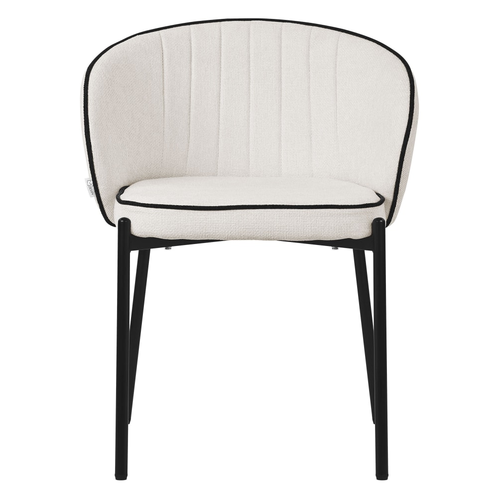 Esszimmerstühle 6er Set Beige mit Stoffbezug und Metallbeinen -