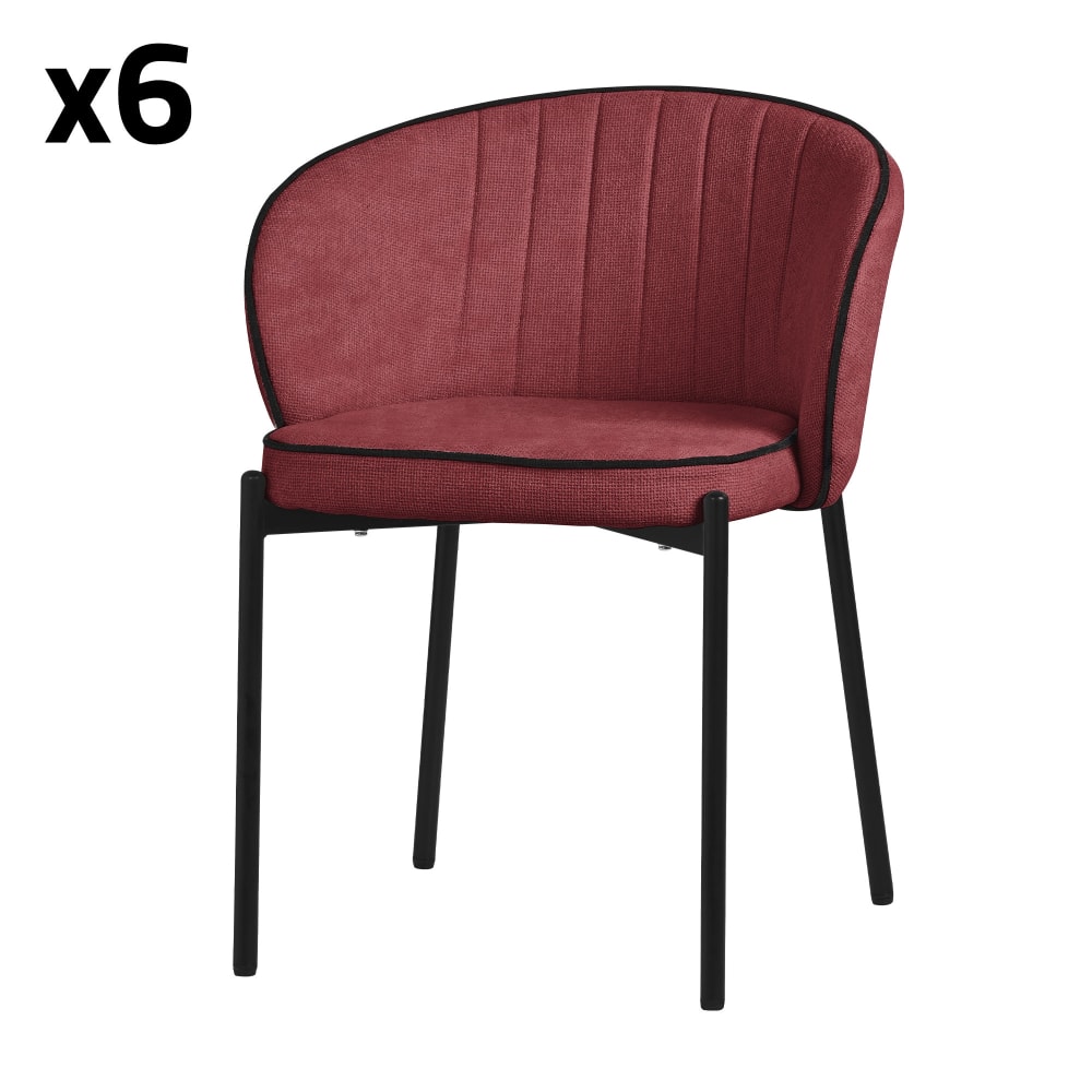 ML-Design Esszimmerstühle 6er Set Rot mit Stoffbezug und Metallbeinen style modern Rot Pes - Polyester