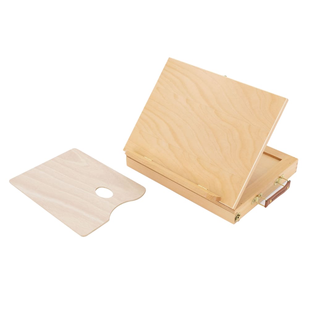 ECD Germany Tischstaffelei aus Holz mit Schublade und Palette klein tragbar Braun Holz