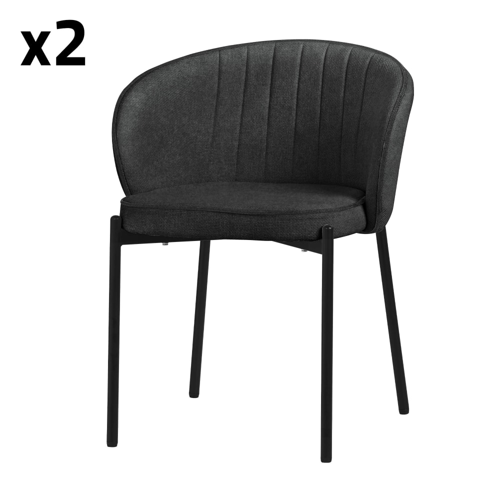 ML-Design Esszimmerstühle 2er Set Anthrazit mit Stoffbezug und Metallbeinen style modern Grau Pes - Polyester