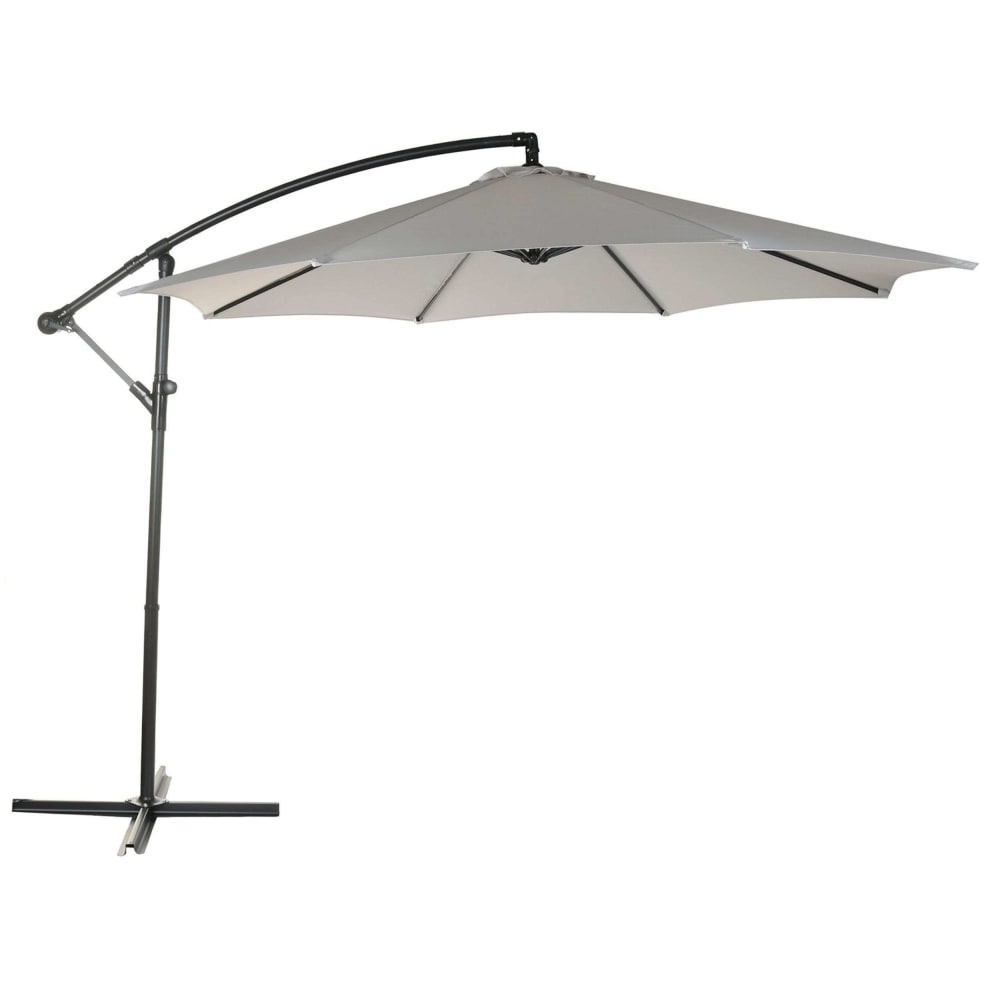 Parasol en acier gris 300x350x250 cm UV 50+ et rotation à 360°