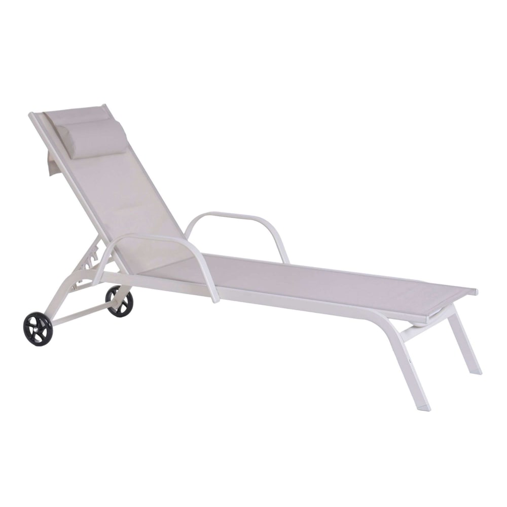 Transat en acier beige 199x63x101 cm