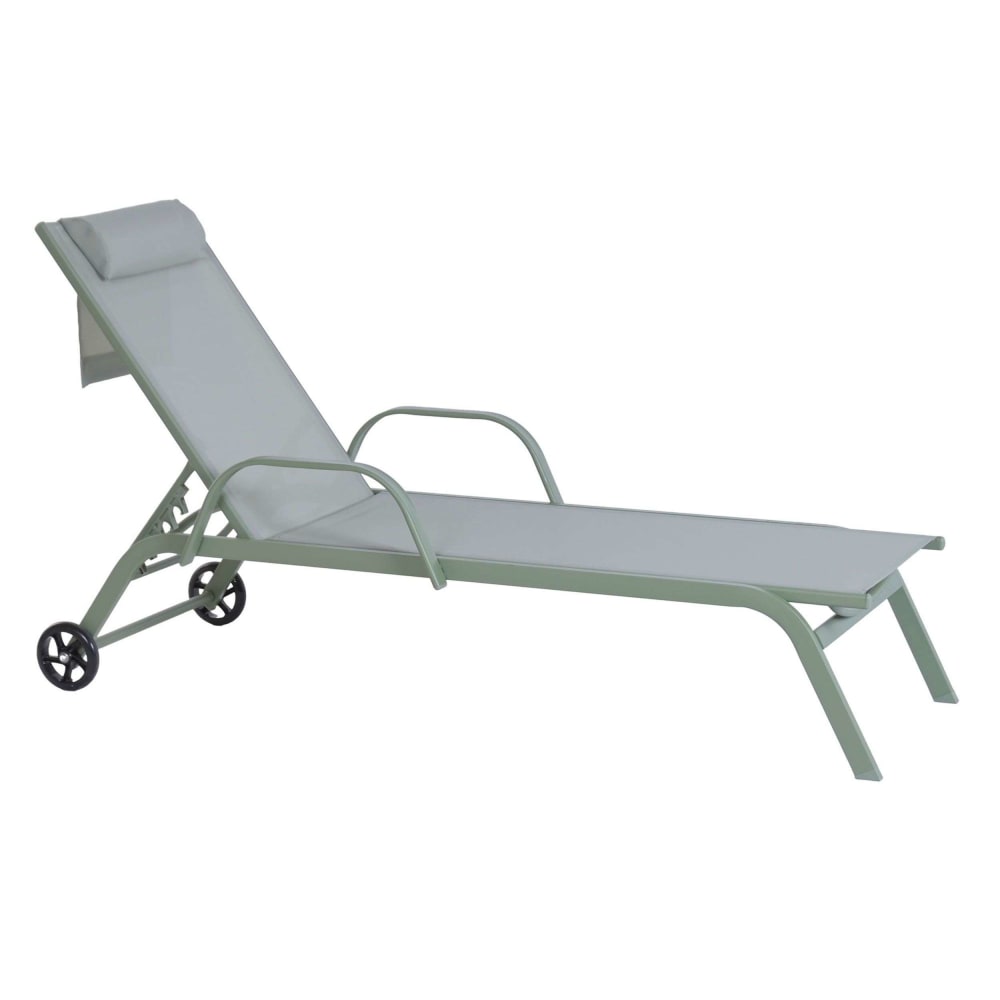 Transat en acier vert 199x63x101 cm