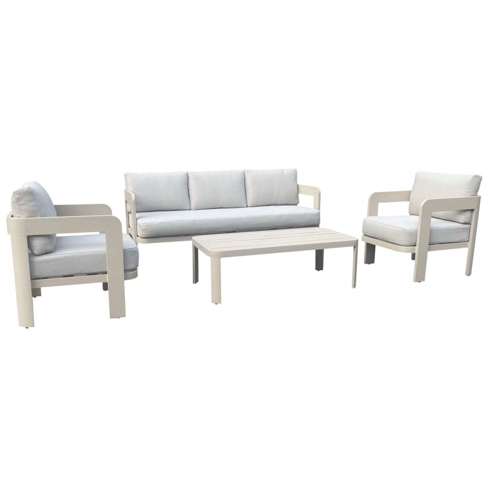 Salon de jardin en aluminium beige 5 places