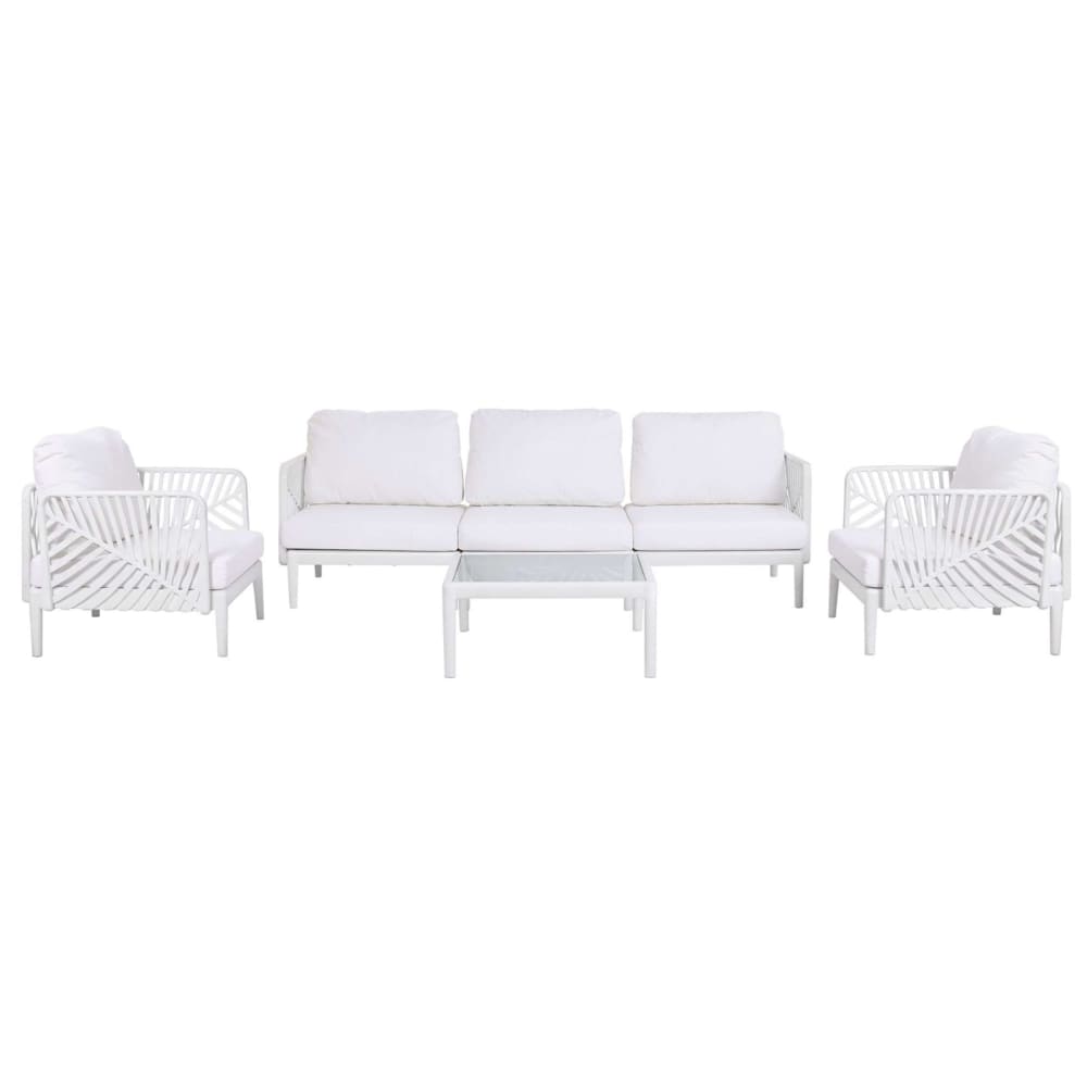 Salon de jardin en polyproprylène blanc 5 places