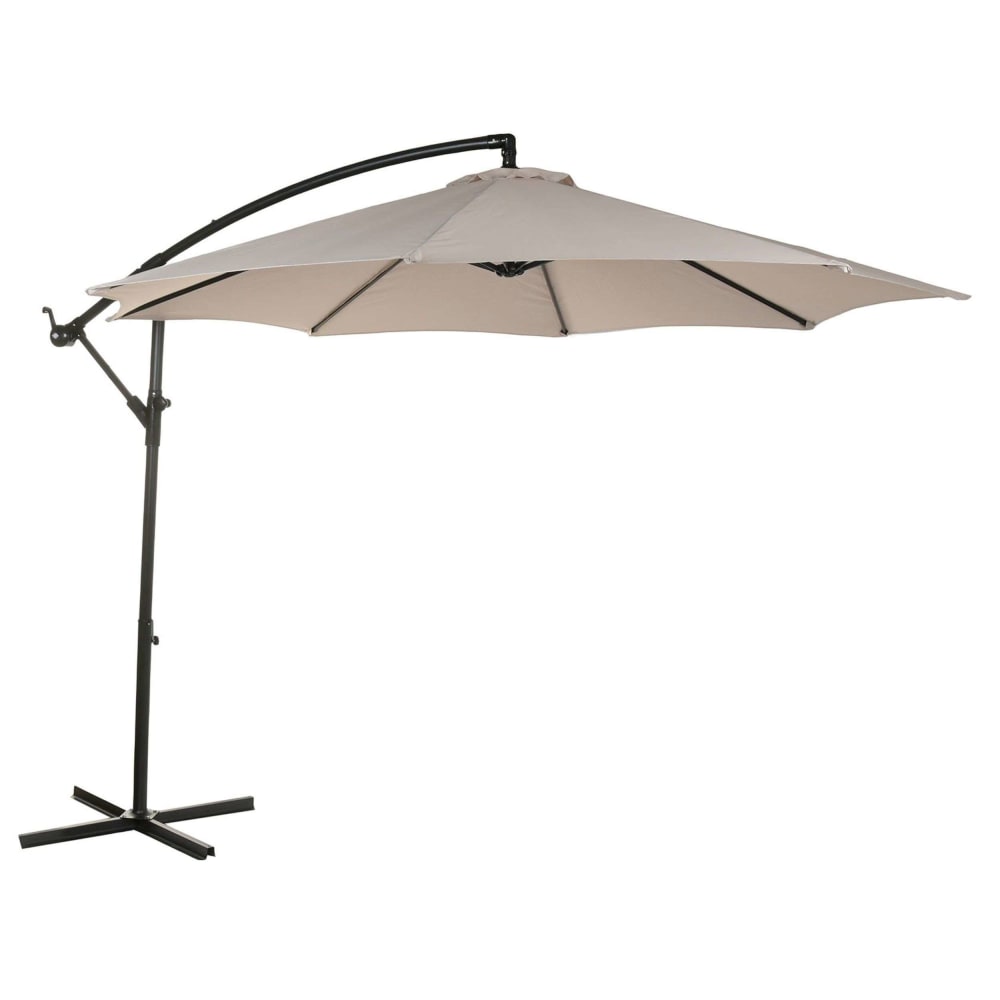 Parasol en acier beige 300x350x250 cm UV 50+ et rotation à 360°