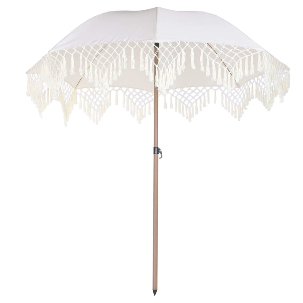 Parasol en aluminium blanc avec franges 200x200x170 cm