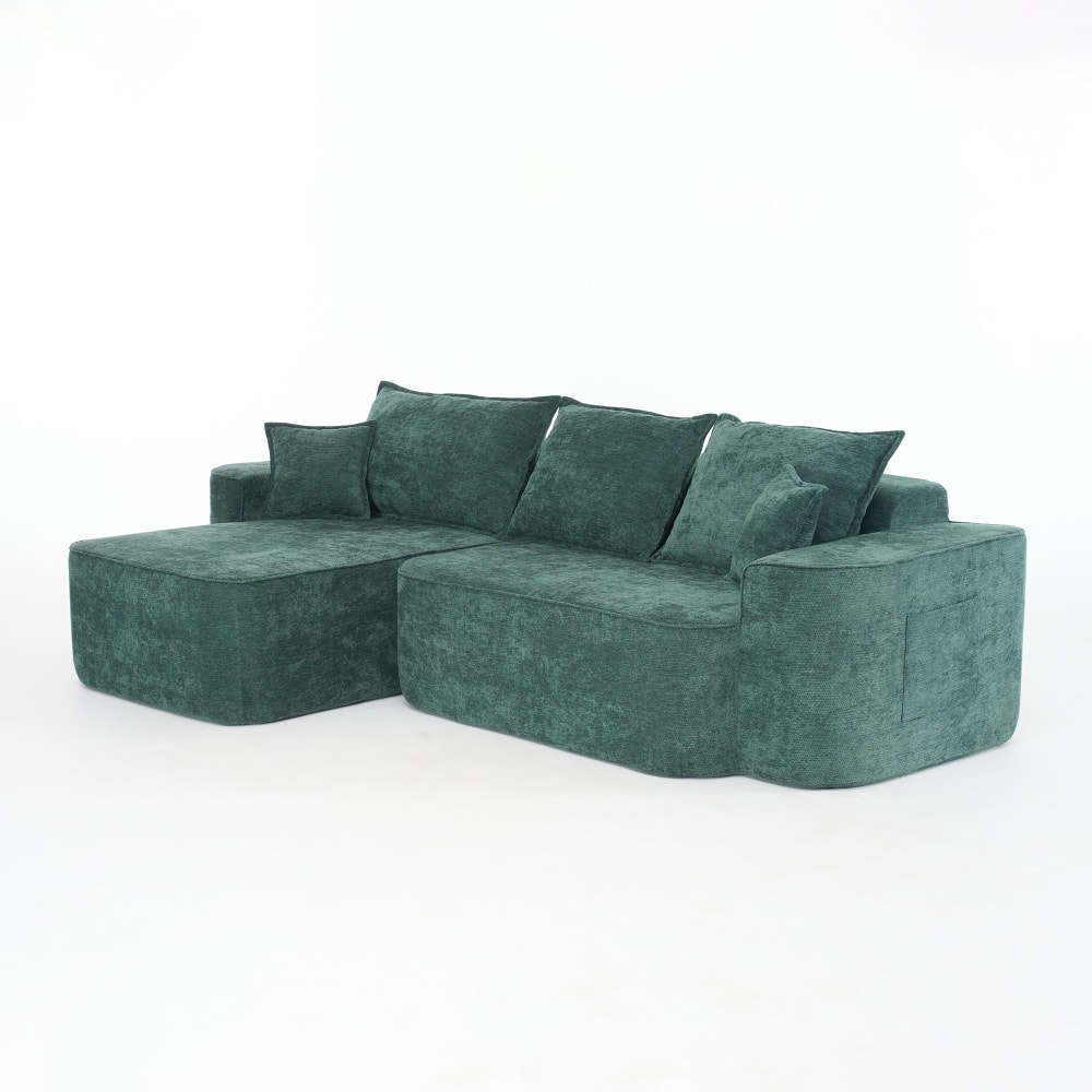 Canapé d'angle en chenille avec modules flexibles 262 x 144 x 65 cm
