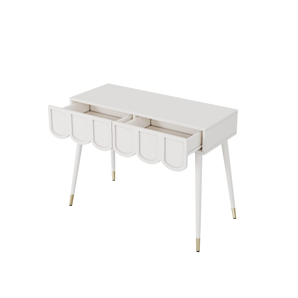 Coiffeuse blanche avec 2 tiroirs 100 x 40 x 76 cm
