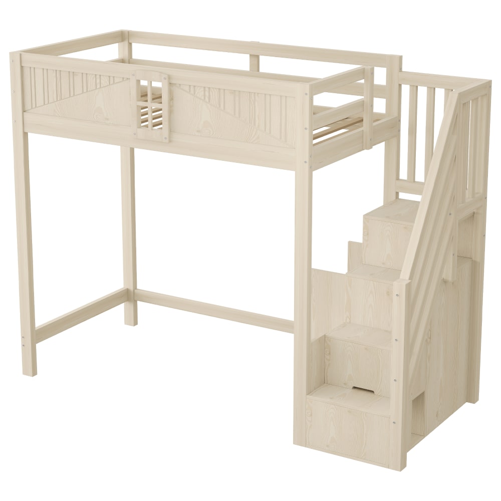 Lit mezzanine en pin marron avec rangements 90 x 200 cm