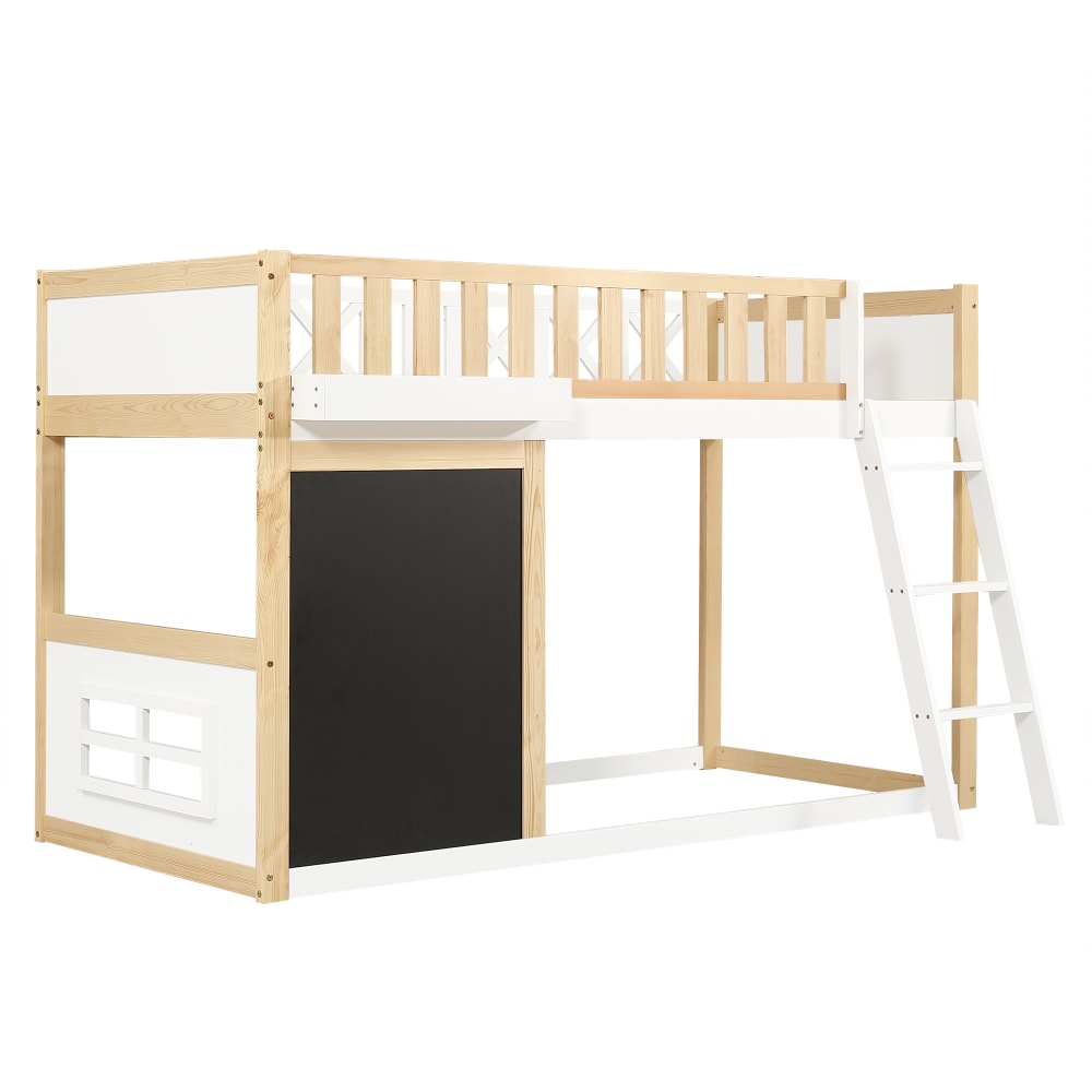 Lit mezzanine en pin blanc avec tableau 90 x 200 cm