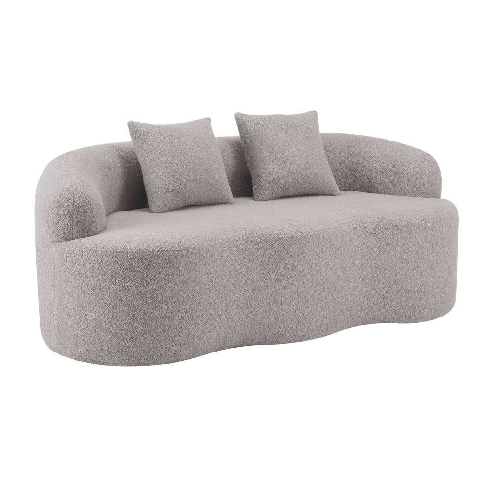 Canapé 2 places gris clair avec 2 coussins  170 x 89 x 70 cm