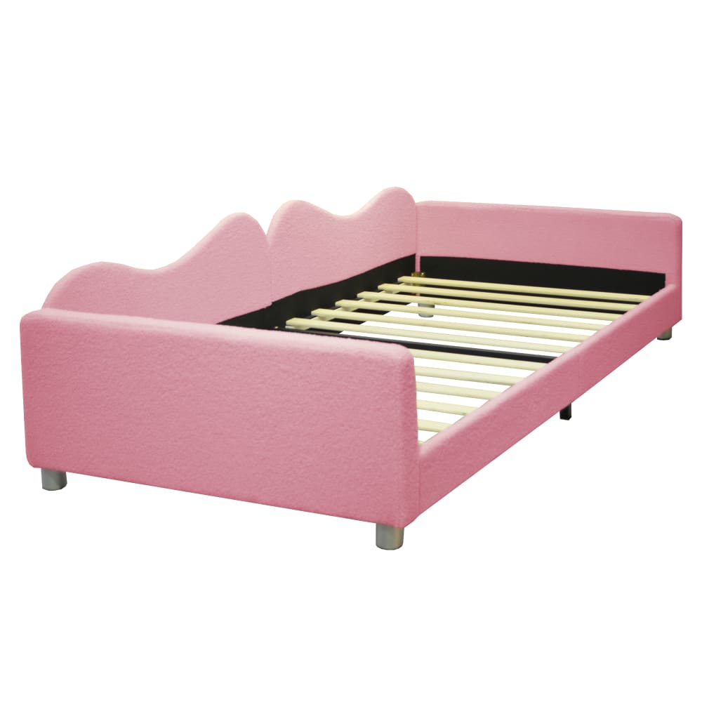 Lit enfant rose avec dossier et accoudoirs 90 x 200 cm