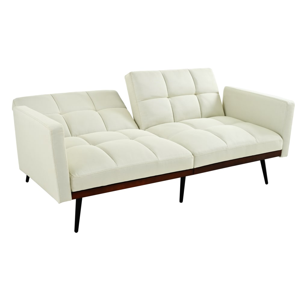 Canapé convertible en lin beige avec dossier réglable 146 x 60 x 70 cm