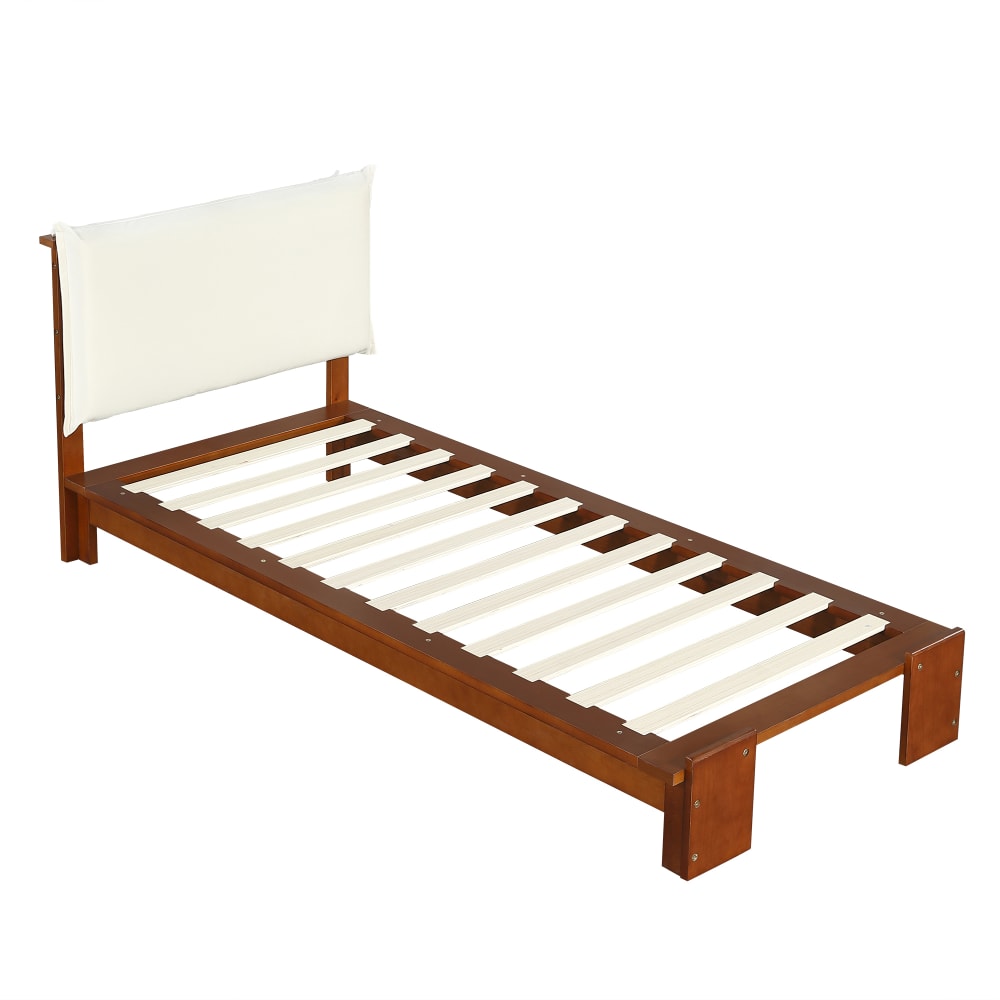 Lit enfant en pin marron avec tête de lit 90 x 200 cm