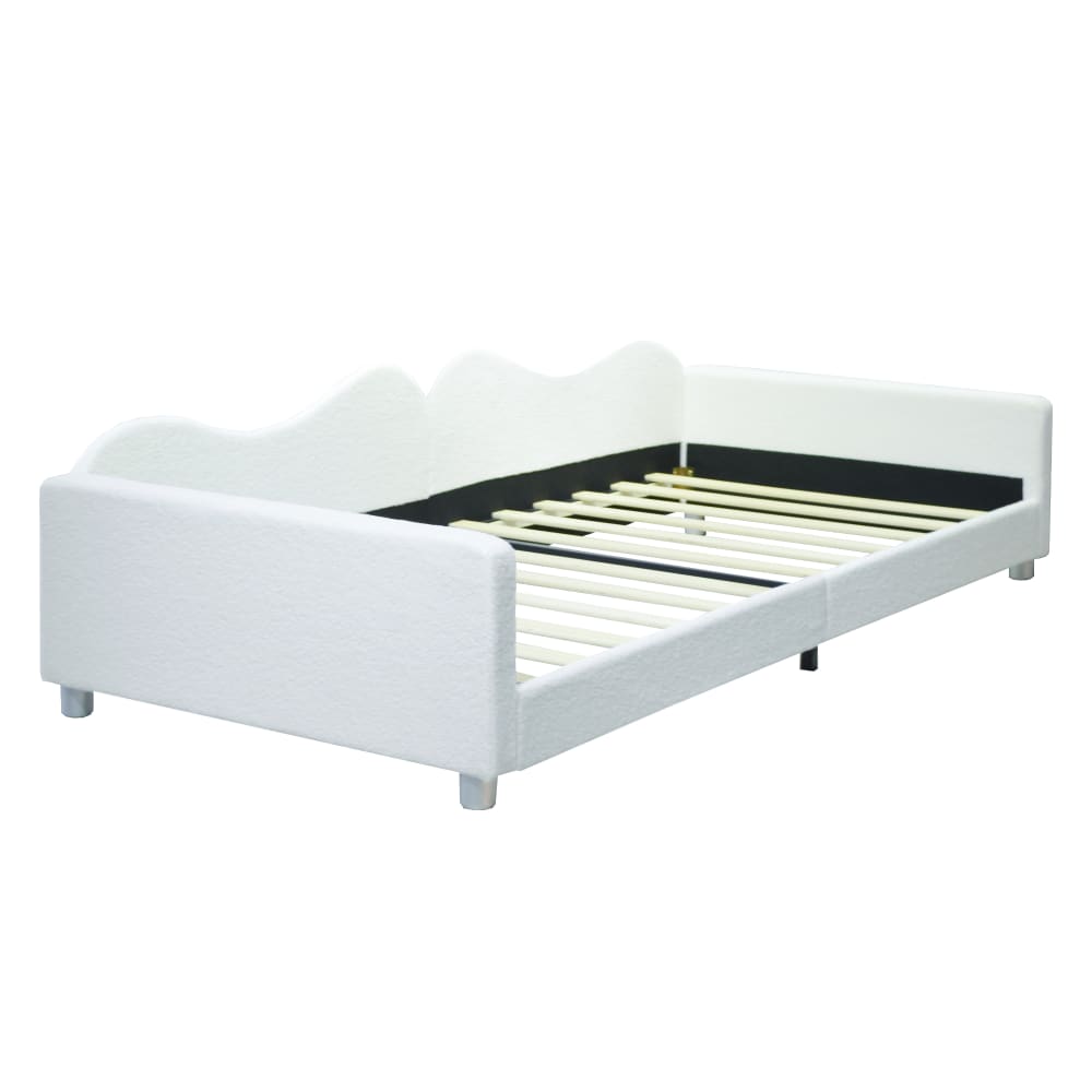 Lit enfant en bouclette blanche avec accoudoirs 90 x 200 cm