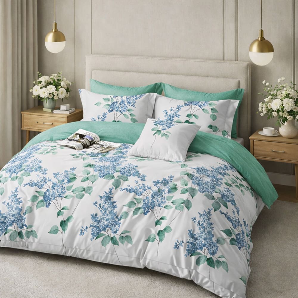 Parure de lit en percale de coton imprimé fleur + 2 taies 240x220 cm - Maisons du Monde