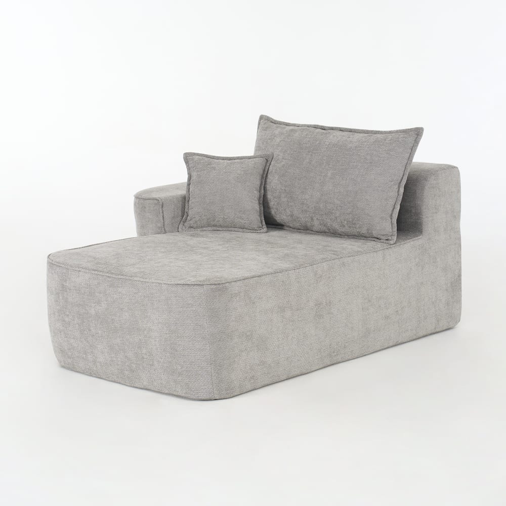 Canapé en chenille grise avec coussin sans montage 144 x 112 x 65 cm