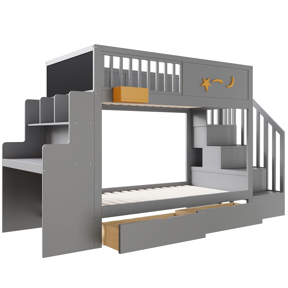 Lit mezzanine en pin - bureau