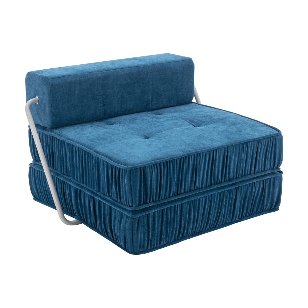 Canapé convertible en chenille bleue 186 x 93 x 44,5 cm