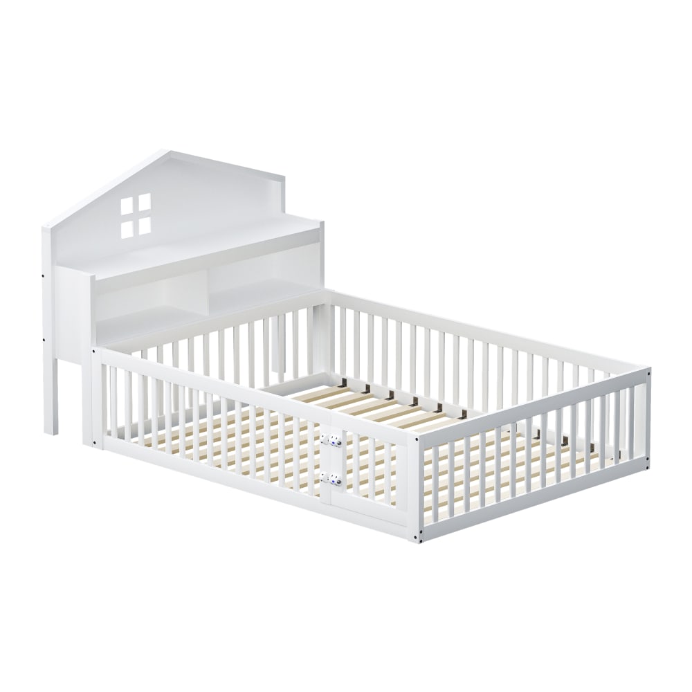 Lit enfant en pin blanc avec rangements 140 x 200 cm