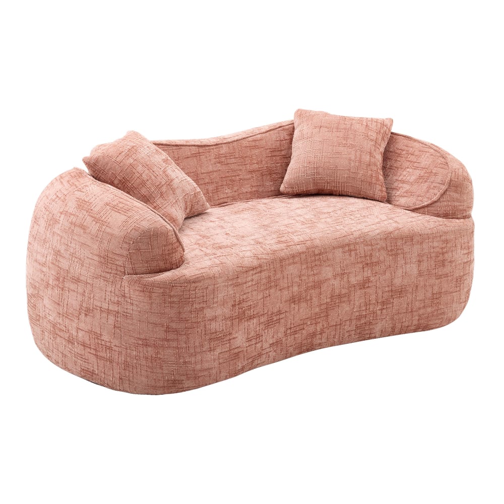 Canapé 2 places rose avec 2 coussins 170 x 87 x 65 cm