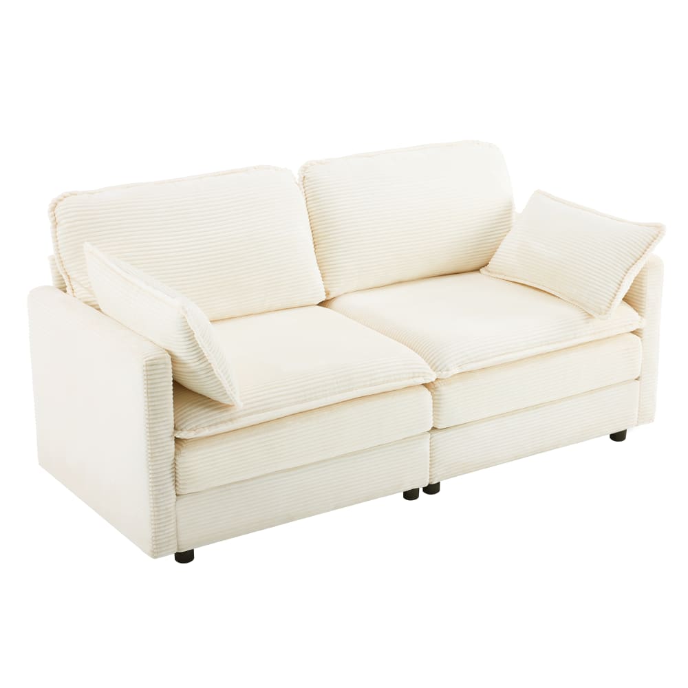 Canapé 2 places en bois blanc avec assise profonde