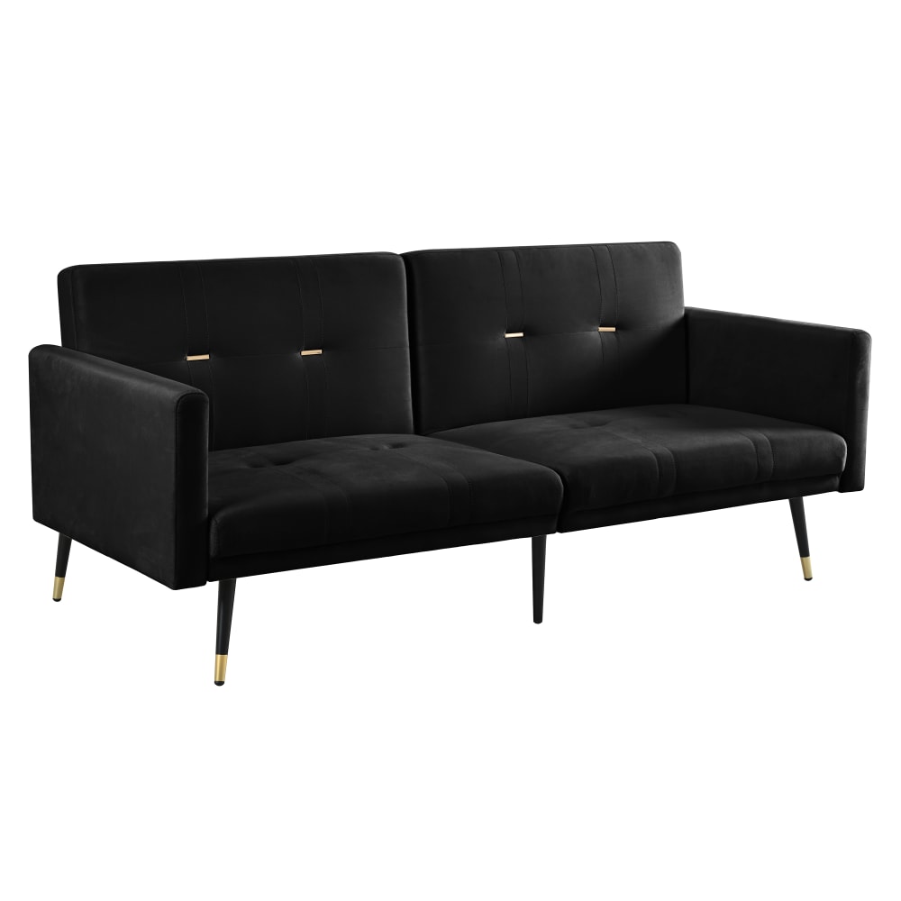 Canapé convertible en lin noir avec dossier réglable 164 x 89 x 70 cm